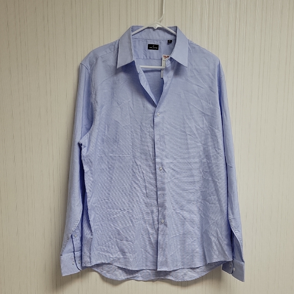Daniel Hechter Light Blue Tiny Check Casual Button Down Shirt Sz XL New Office